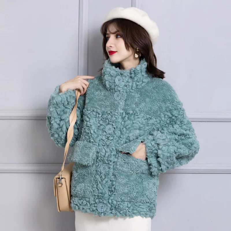 Winter Women Real Fur Coat 100% Wool Jacket Furry Korean Fashion Womens Coats Chaquetas Mujer 2020 K1921 KJ3768