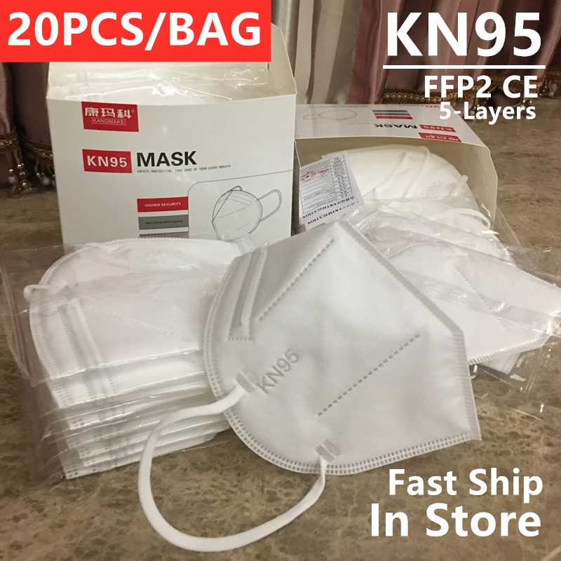 

KANGMAKE 20PCS Independent White Different Layout Ffp2 Masken Ce Zertifiziert KN95 Masks Masques Ffpp2 Expedition Rapide Ffp 2