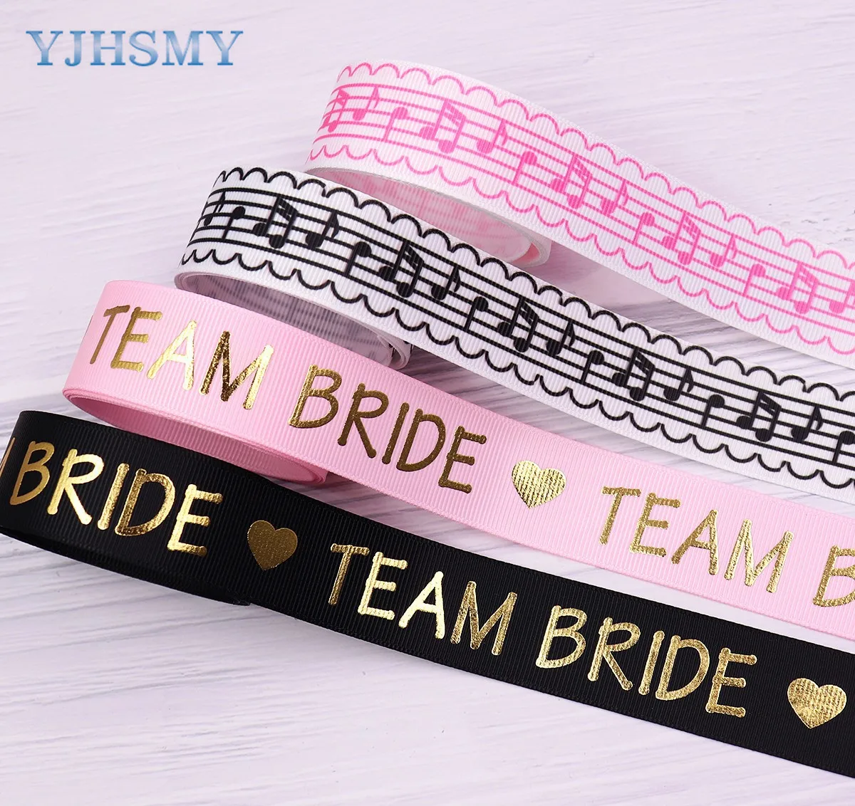 5 yards Gold TEAM BRIDE Grosgrain Ribbons 1'' Note Ribbon for Crafts,Hair Bows,Gift Wrapping, Wedding Party Decoration and More