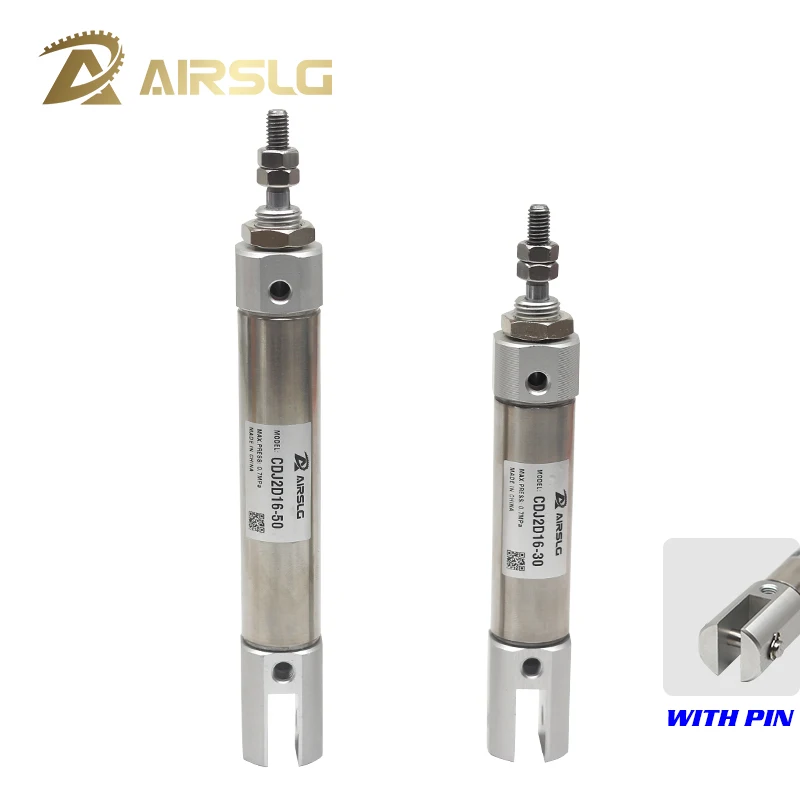 CDJ2D10 CDJ2D16 Double clevis Mini Pneumatic Air Cylinder Double Acting Single Rod 10mm 16mm Bore 5~200mm Stroke with pin