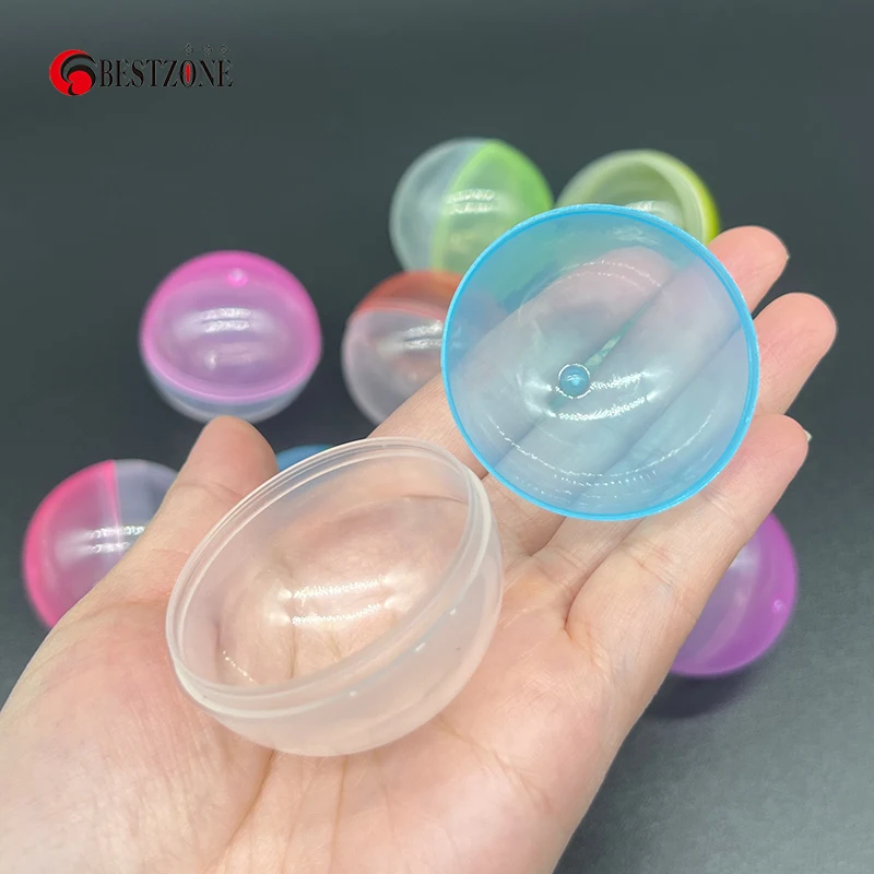 100Pcs 45mm Plastic PP Toy Capsules Half Transparent Colorful Round Surprise Ball Easy Open Lock Amusement for Vending Machine