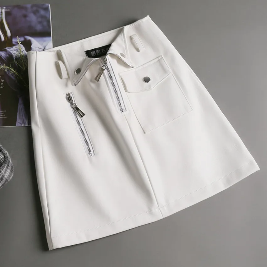 

New fashion autumn winter pu leather a-line skirt women high waist package hip short skirt