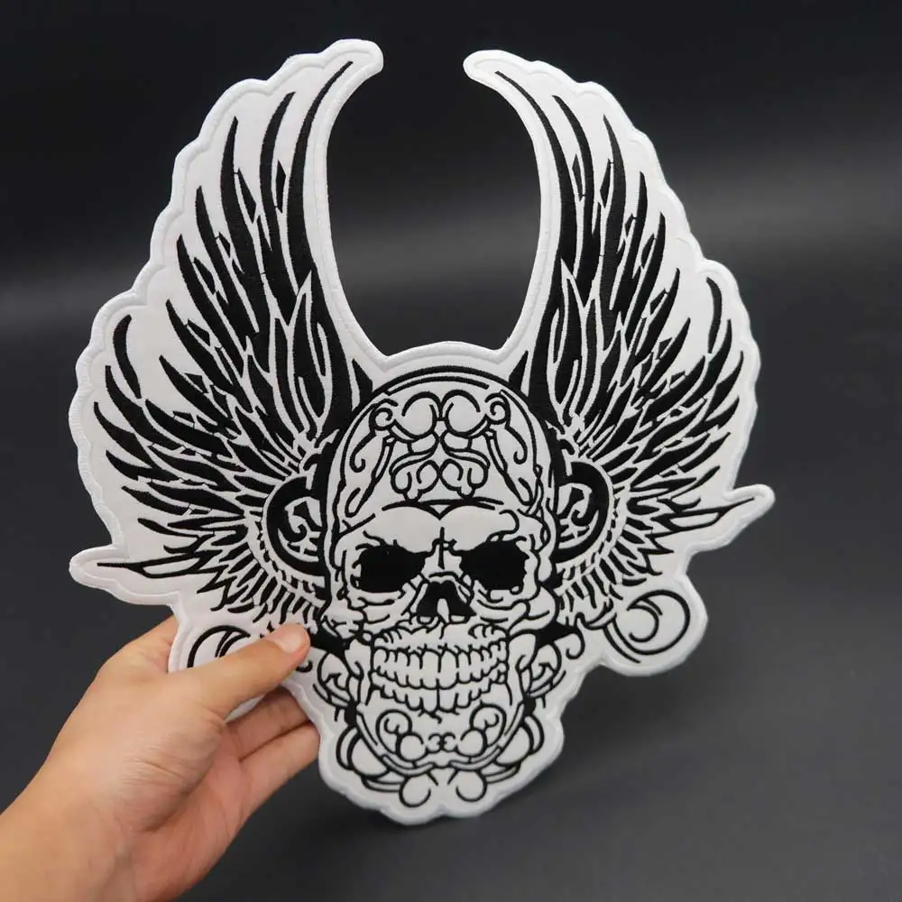 Skull Wing Embroidery Motorcycle Biker Patch 1% Badge Cloth Leather Jacket Decoration Back High-grade Iron-On