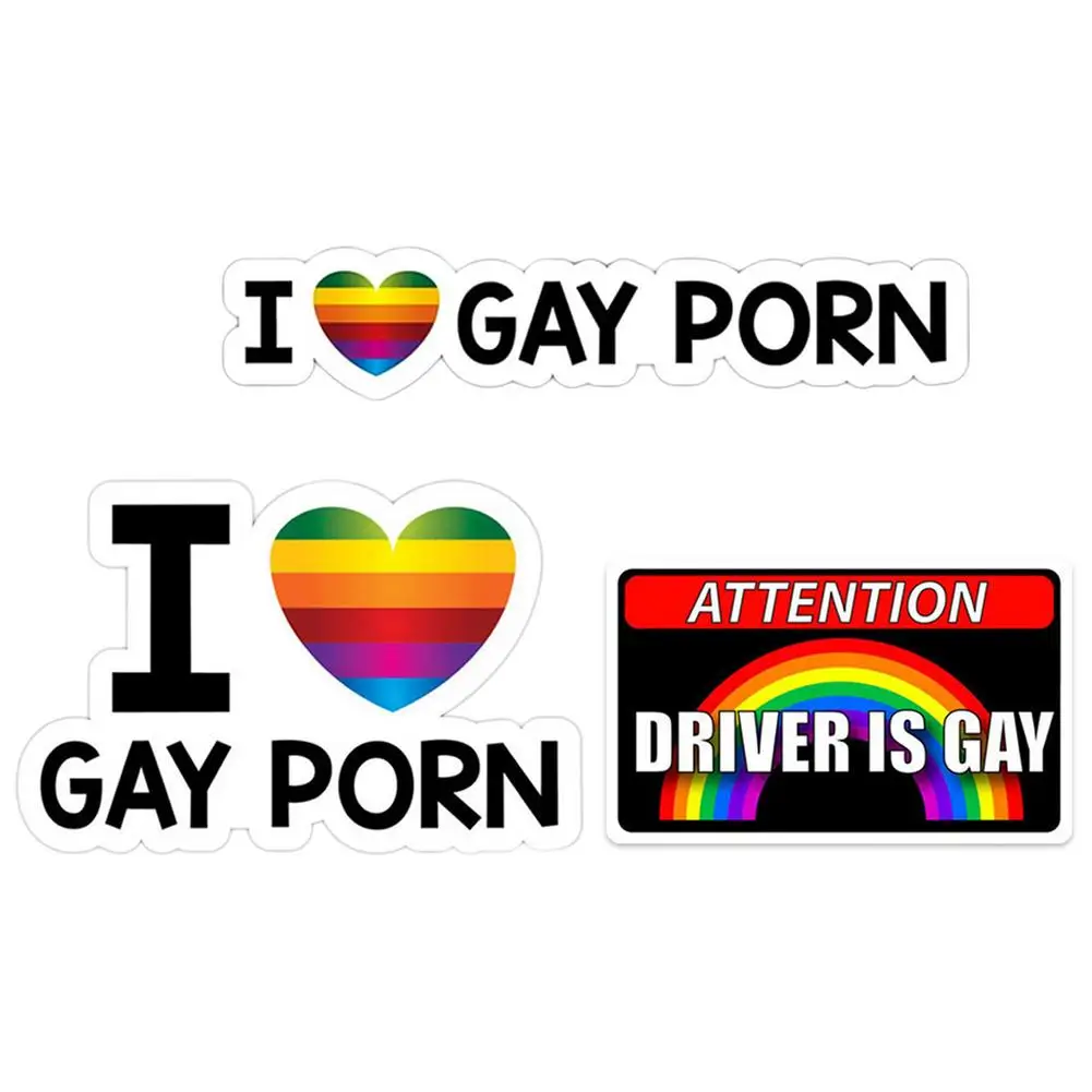 Creative Car Driver Is Gay Sexy PVC Car Stickers Personality Rainbow I Love Gay Porn Sticker Reflective Splash Proof Decals