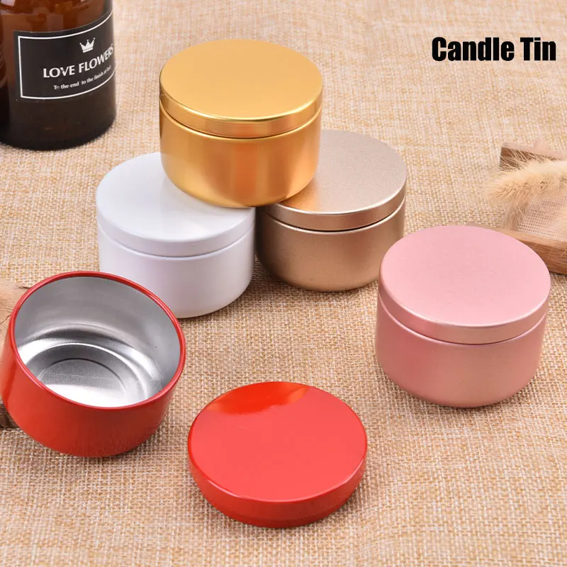 1PC Solid Color Elegant Flower Tin Box DIY Candle Jar Balm Round Empty Case Portable Lipstick Spices Storage