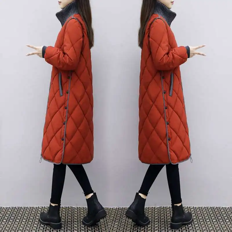 2024 New Womens Winter Long Padded Jacket Women Thick Warm Down Cotton Jacket Coat Ladies Slim Fit Parka Coat Plus Size 4XL