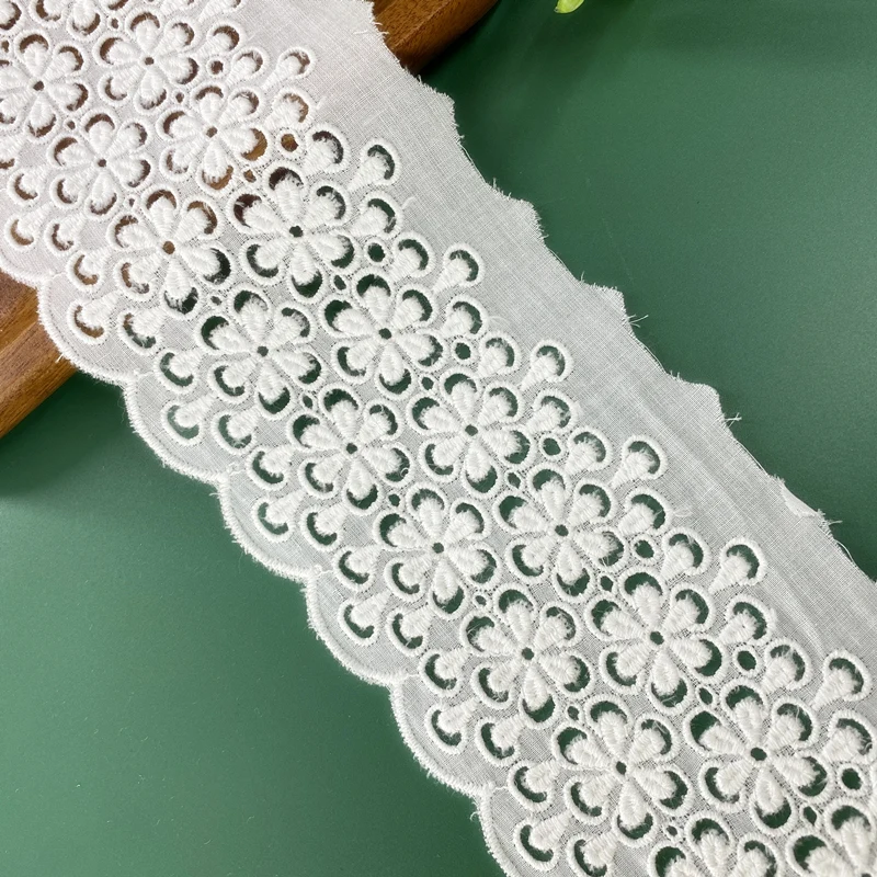 New Cotton Cloth Hollow Three-dimensional Flower Embroidery Flower Cuffs Lace Trimmings Decorative Lace Band 8.5cm Wide