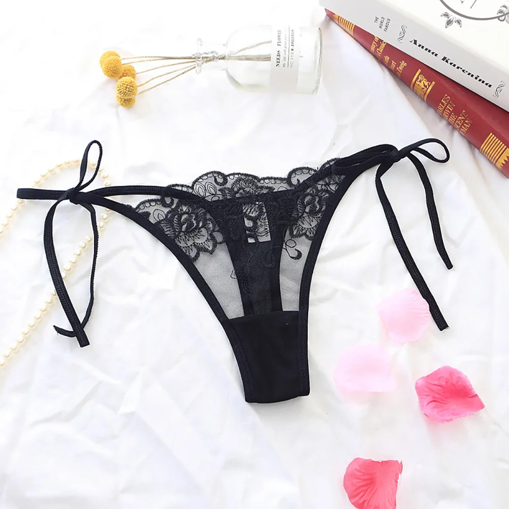 

Embroidery Lace Panties Women Sexy Transparent Brief Panty Low Waist Hollow Out Cotton Ladies Lingerie Seamless Underwear