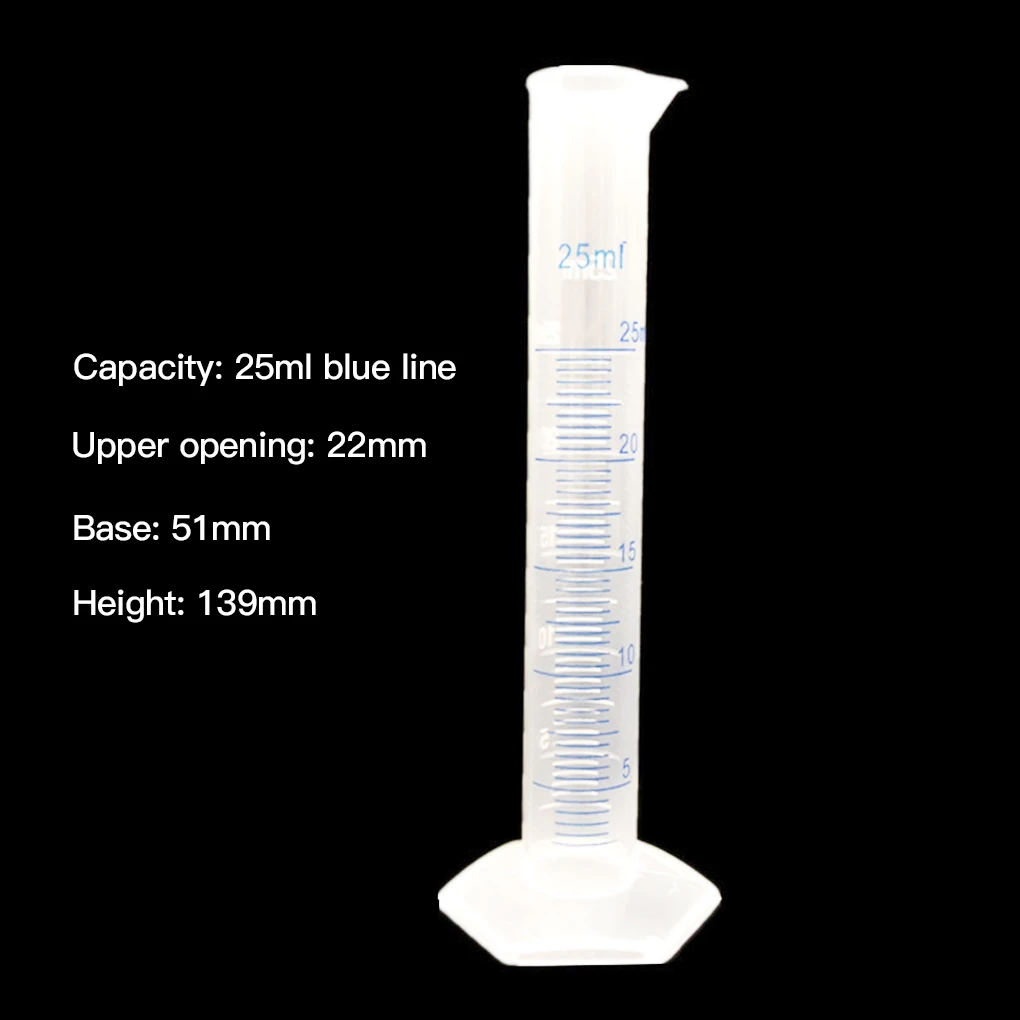 Cilindro graduado de plástico para cocina, laboratorio, prueba de experimentos, medición de agua, tubo de medición, 4 Uds.