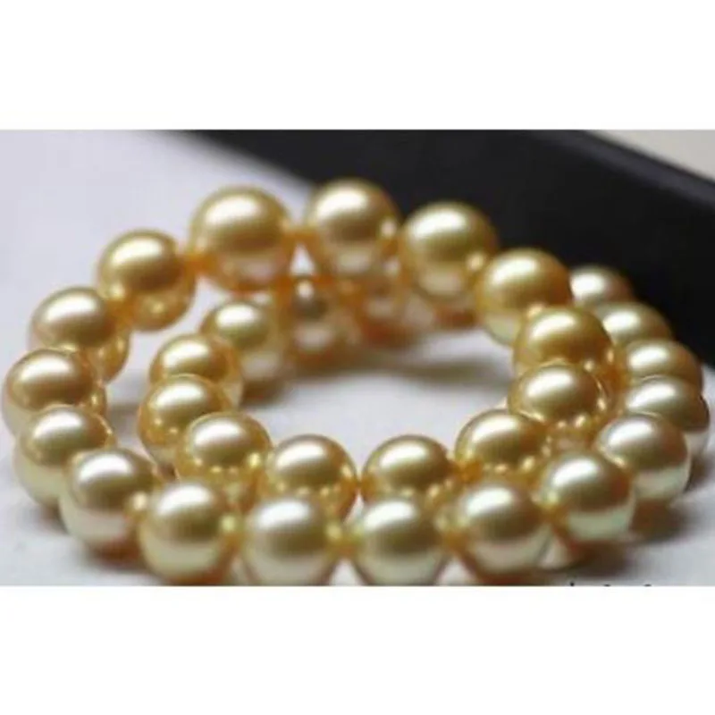 gorgeous 12-15mm freshwater round gold pearl necklace 18inch 925silver