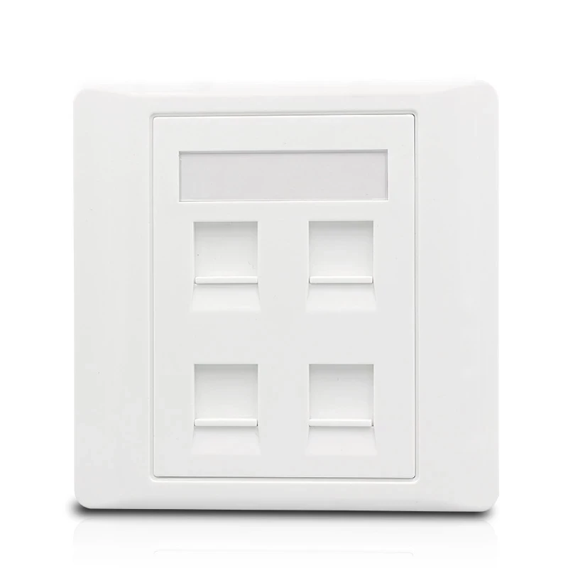 4 Ports CAT8 RJ45 Outlet Socket 40Gbps 2000MHz Network Speed Four Plug CAT.8 Internet Wall Panel In White Color