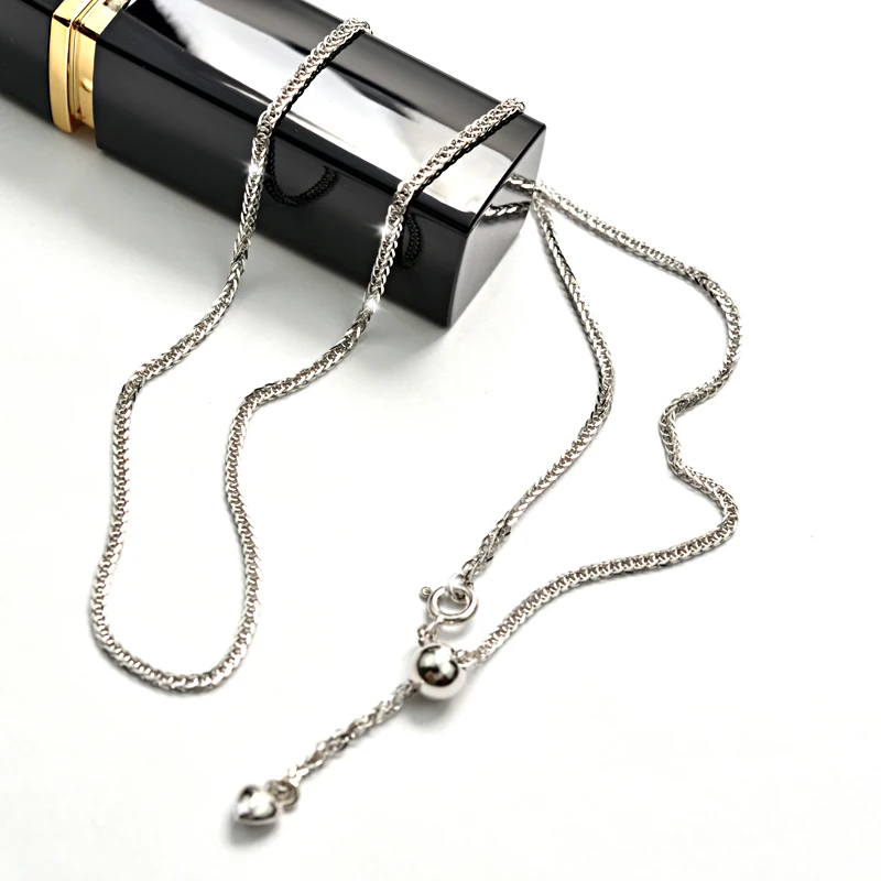 925 Sterling Silver Soft Foxtail Chain Men Women Necklace Golden Rose Gold Color Long 40 45 50 55 60 65 70 75 80 CM Wide 1.5 MM