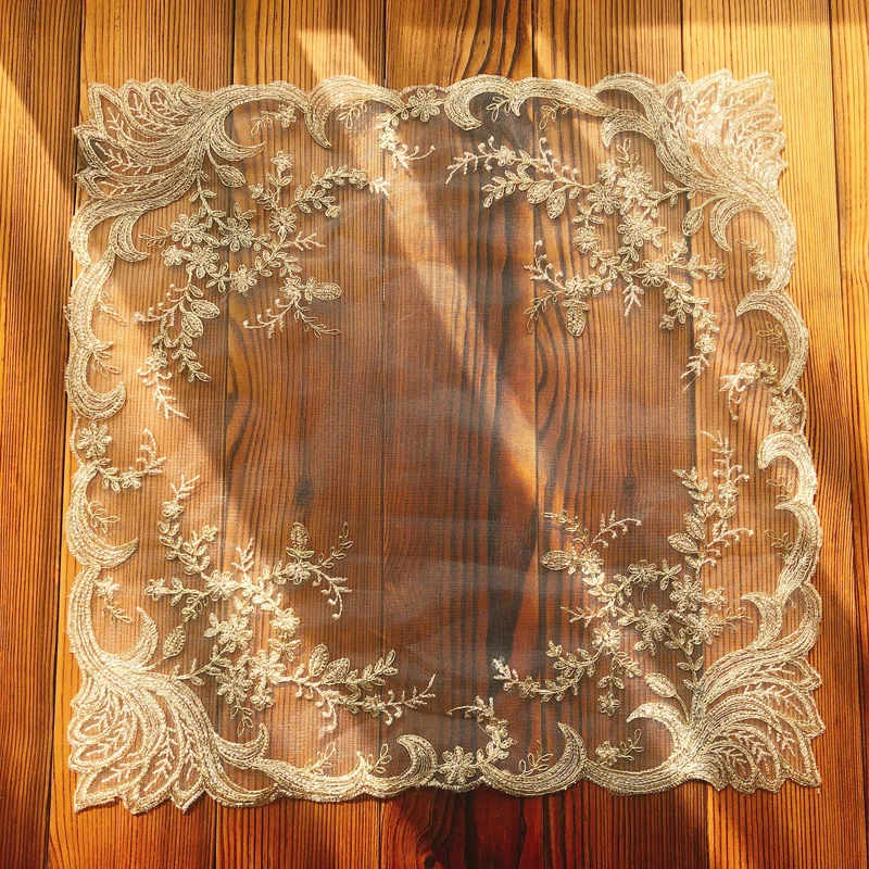 European Classical Lace Embroidered Square Tablecloth Set Bedroom Living Room Balcony Round Table Cover Cloth Decoration Tapete