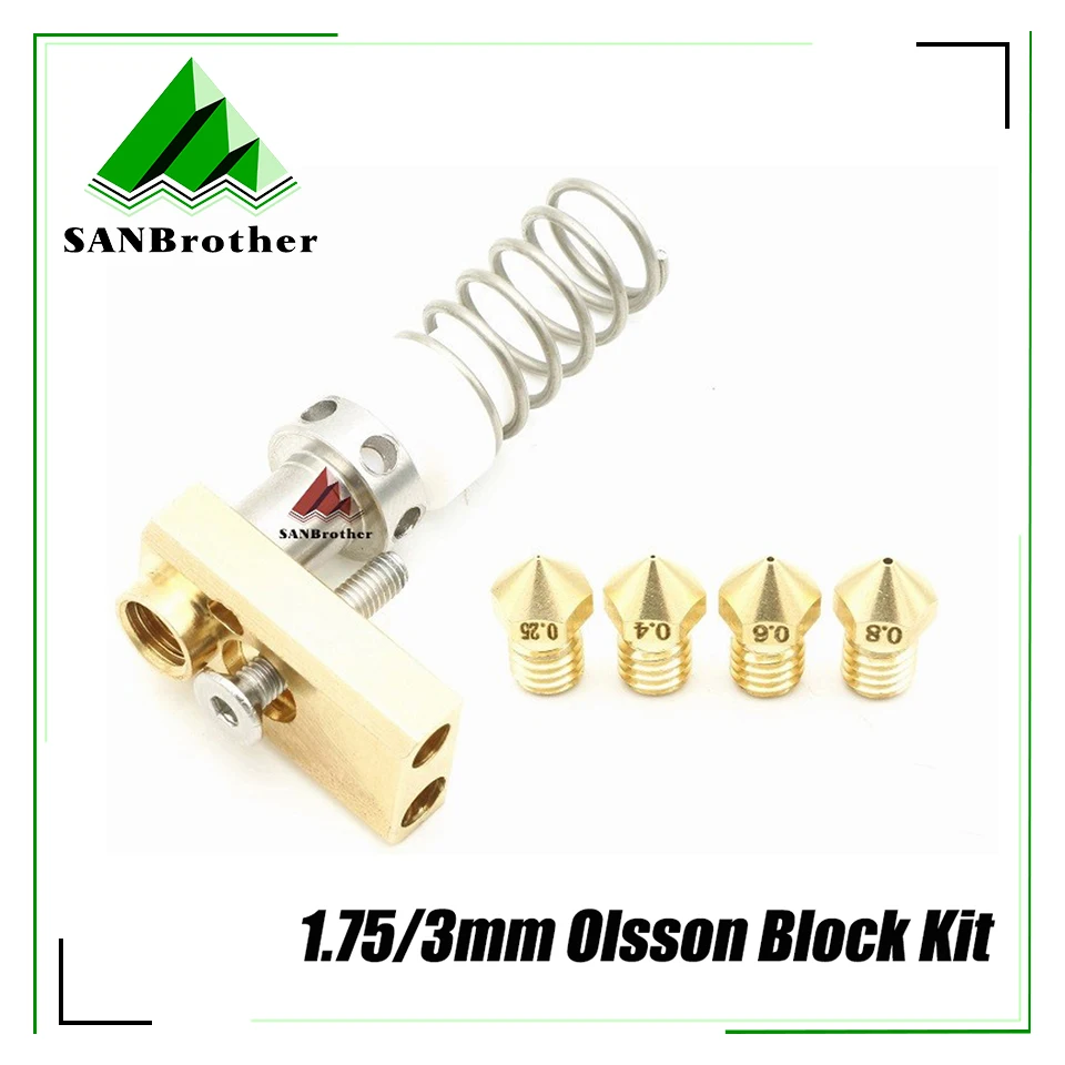 

3D Printer Upgrade UM2+ UM2 Extended+ Olsson Block Nozzle Hot end Kit for 1.75/3mm filament Heater block Whole Price