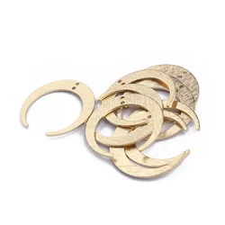 10pcs Brass Textured Moon Crescent Charms Connector For Earrings Necklace Jewelry Making Accessories 28x27mm