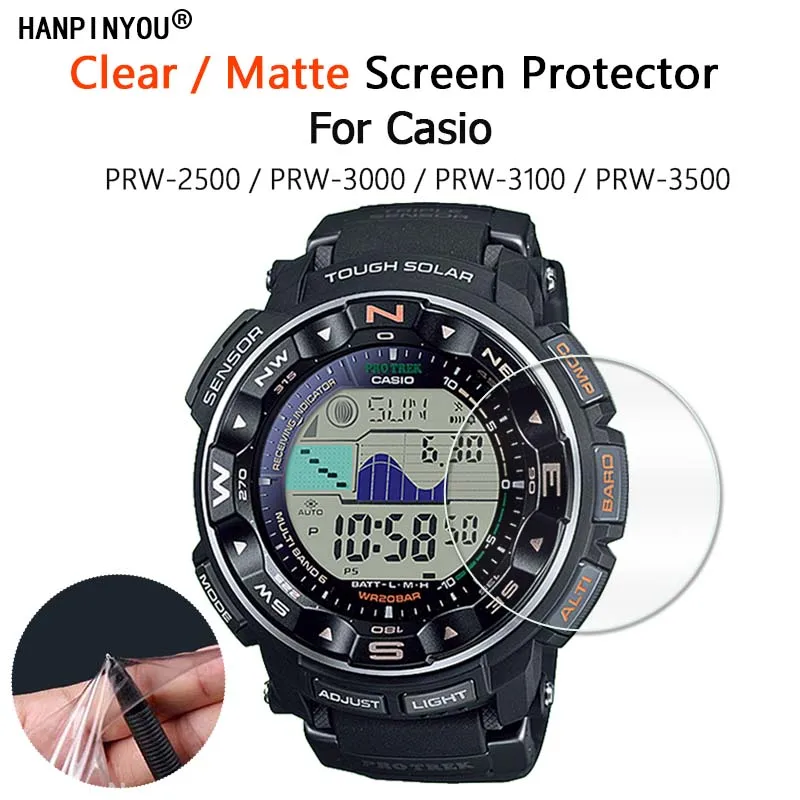 10Pcs For Casio PRW-2500 PRW-3000 PRW-3500 3100 Smart Watch Clear Glossy / Matte Screen Protector Soft Film -Not Tempered Glass