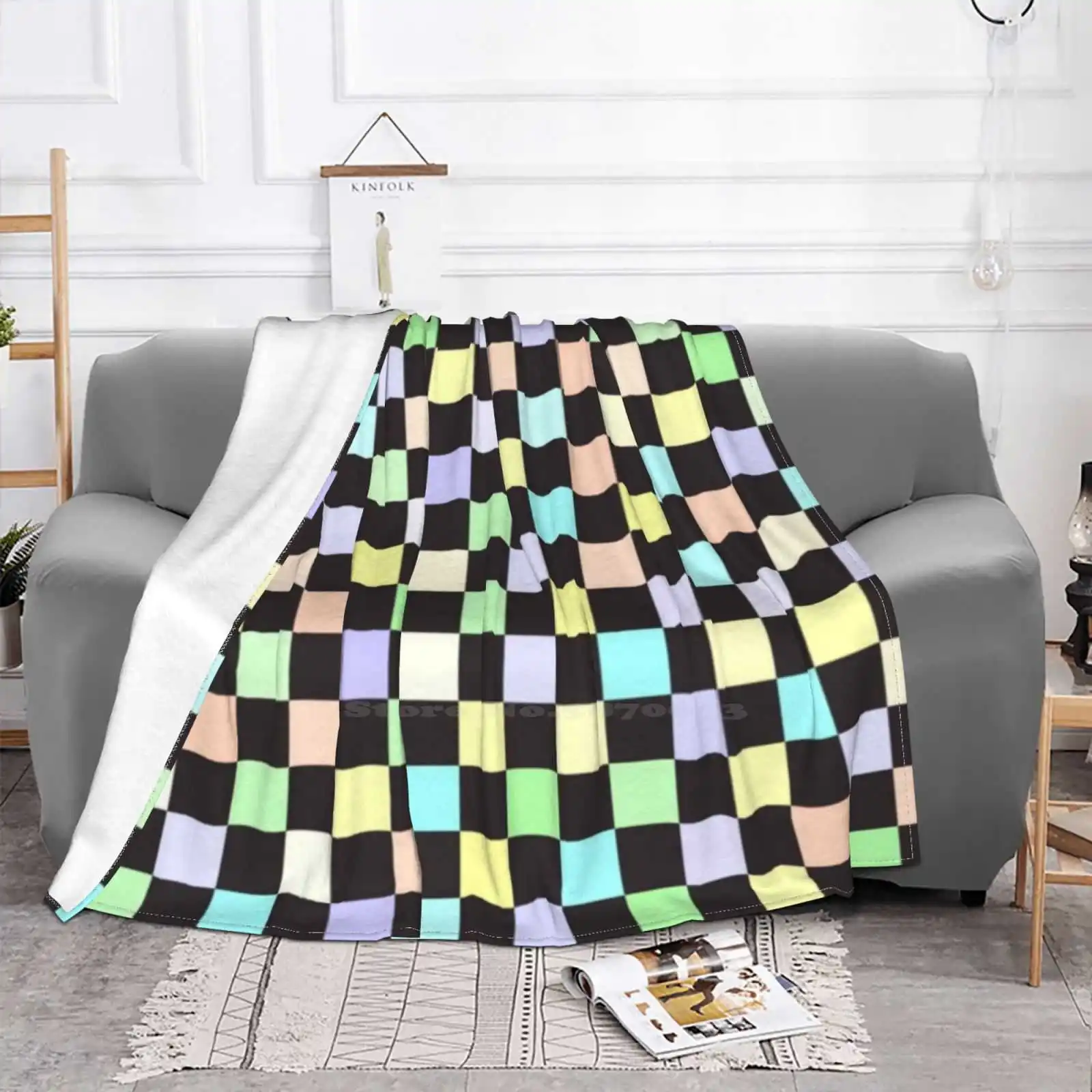 Pastel Checkerboard Pattern New Arrival Fashion Leisure Flannel Blanket Vsco Pack Pack Croc Scrunchie Hippie Star Trend Trendy