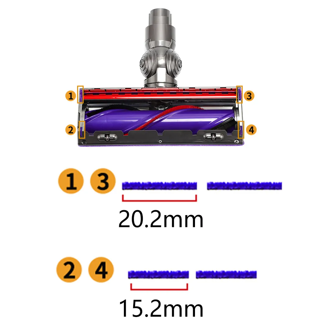 Replace Soft Fur Strips For Dyson V8 Vacuum Cleaner Direct Drive Cleaner Head 4 *Soft Plush Strips Vacuum Cleaner Replacement