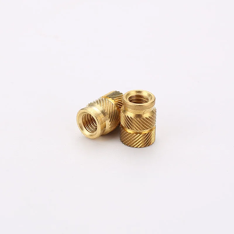 Brass Hot Melt Insert Nuts Heating Molding Copper Thread Inserts Nut SL-type Double Twill Knurled Injection Brass Nut M3 100Pcs