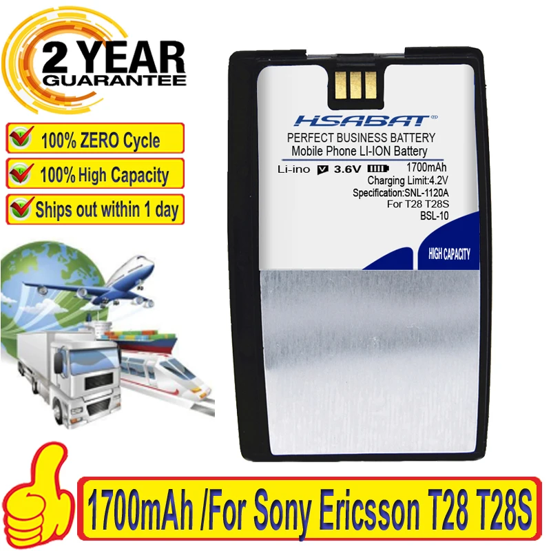 HSABAT 1700mAh BSL10 BSL-10 Battery For Sony Ericsson T28 T28S T28SC T29 T39 T520 T320 R520 R320 BUS-11