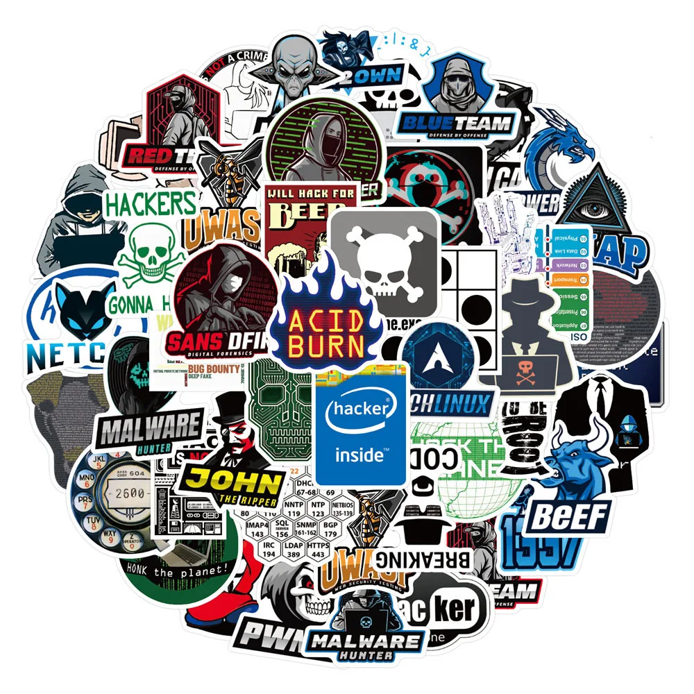 10/30/50PCS Computer Hacker Programmer Personalized Decoration Graffiti Waterproof Sticker Suitcase Notebook SkateboardWholesale