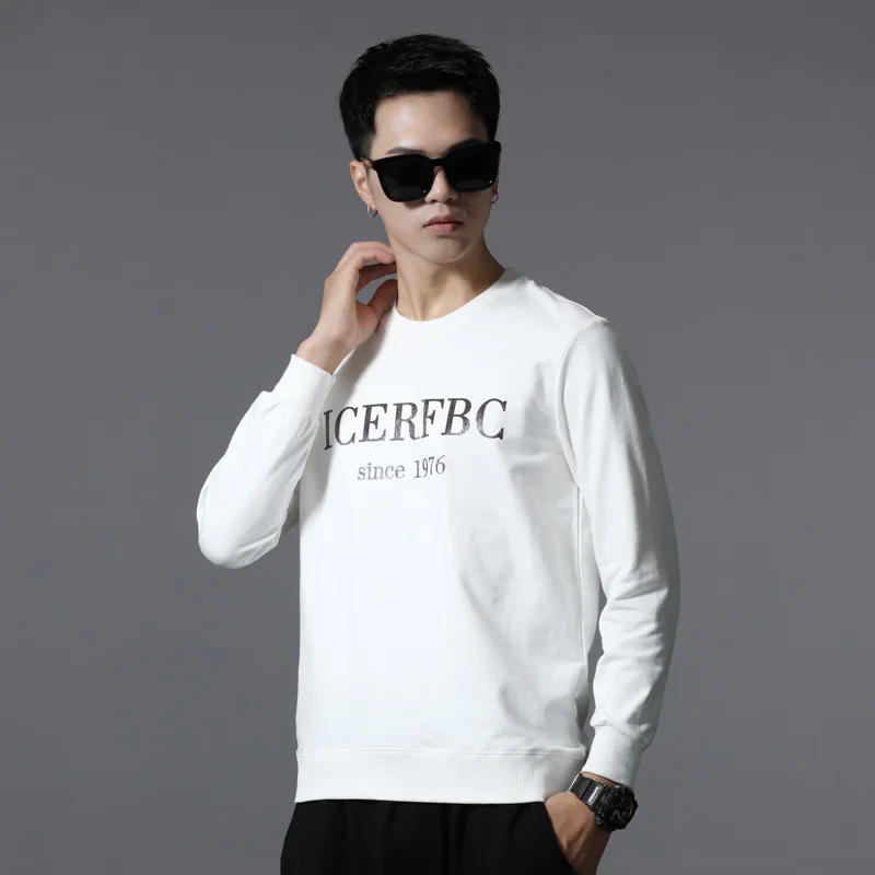 Spring Autumn Long-Sleeved Personality English Alphabet Pullover Men's Hoodie New Trend Round Neck Casual Tops Bottoming Shirt