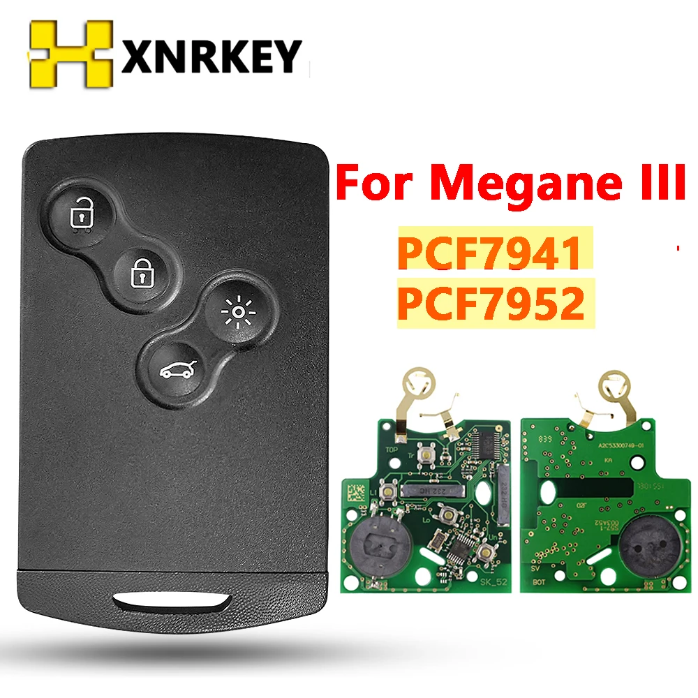 XNRKEY llave remota inteligente para Renault Megane III Scenic 2009 - 2014 433Mhz PCF7952/PCF7941Chip con cuchilla