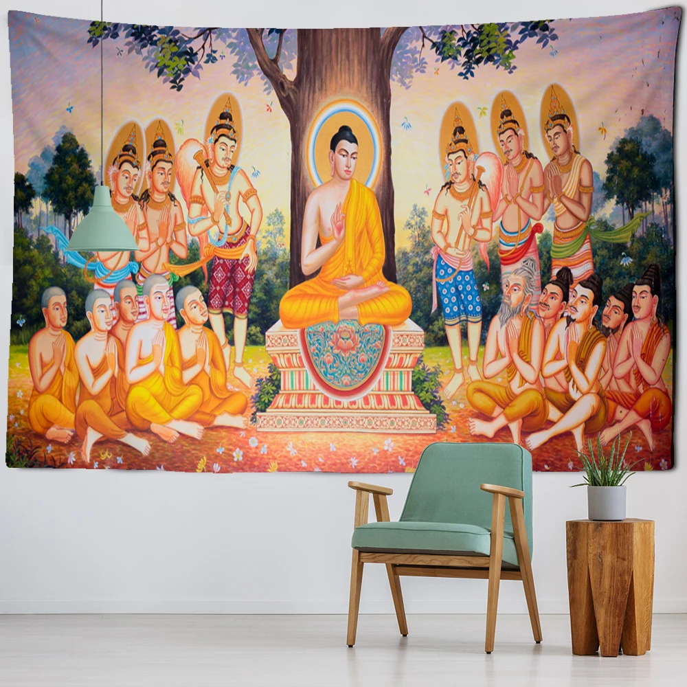 Indian Buddha Tapestry Wall Hanging Magic Bohemian Religious Polyester Sleeping Mat Bedroom Decorative Background Cloth