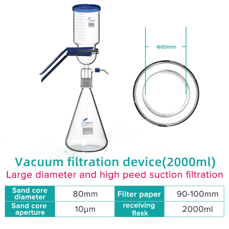 JOANLAB 2L 5L Large Diameter Vacuum Filtration Apparatus Laboratory Glass Equipment Sand Core Liquid Solvent Membrane Filter