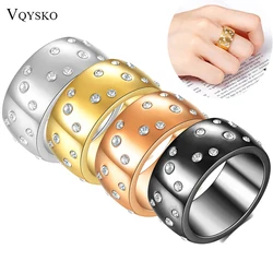 Fashion Stainless Steel Wedding Ring for Women Men Couple New Bright CZ Crystal Finger Rings Luxury Brand Jewelry Wedding Gift