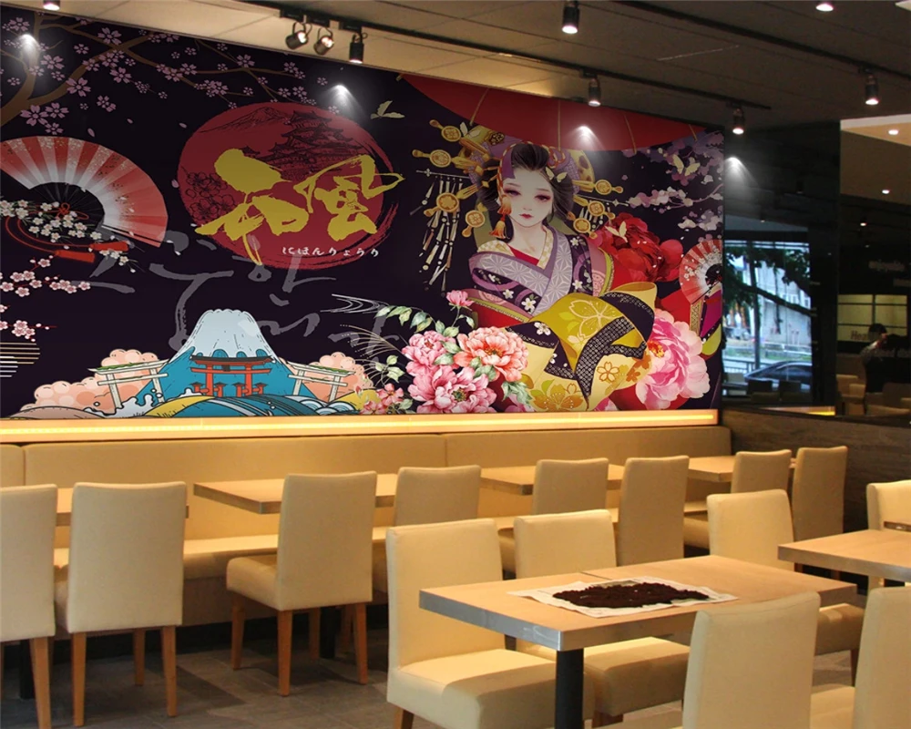 beibehang Custom silky personality environmental protection wallpaper beauty Japanese gourmet restaurant tooling wall paper
