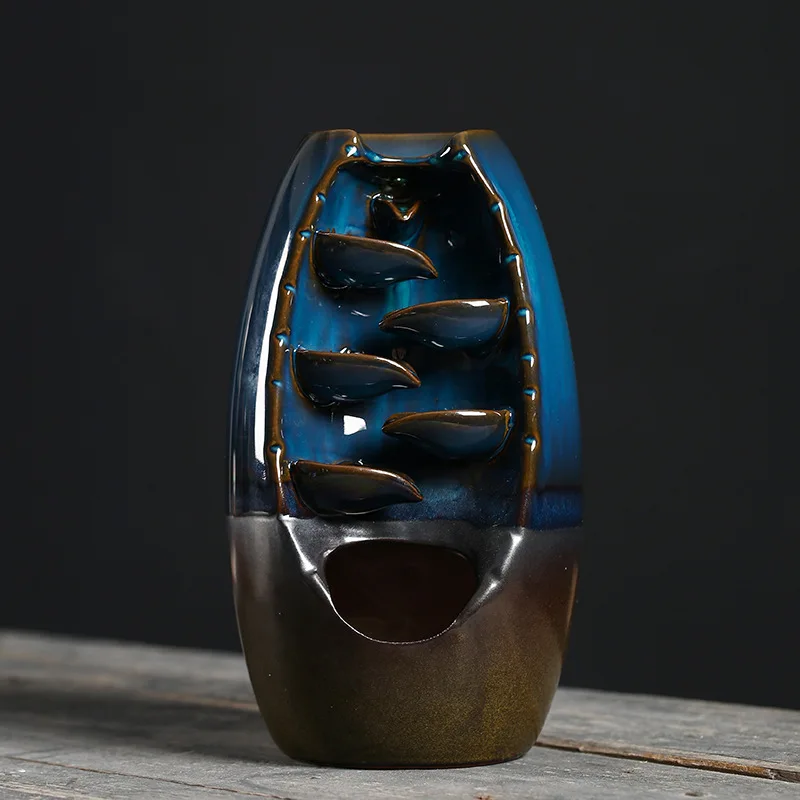 With 10Cones Free Gift Chinese traditional Waterfall Incense Burner Ceramic Incense Holder,Option for Mixed Incense Cones