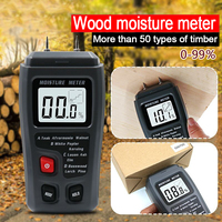 EMT01 Two Pins Digital Wood Moisture Meter 0-99.9% Wood Humidity Tester Timber Damp Detector with Large LCD Display