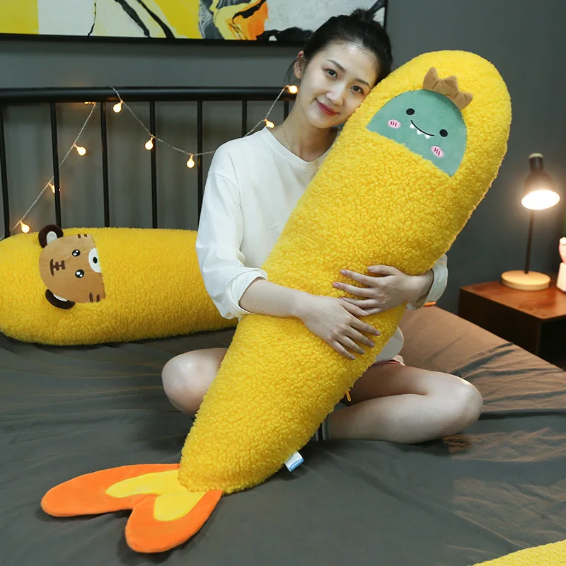 130cm Plush Toys Animal Fried Shrimp Cute Creative Long Soft Toys Office Break Nap Sleeping Pillow Cushion Stuffed Gift for Kids