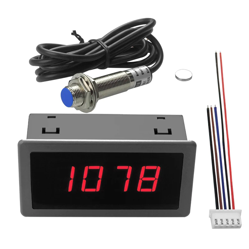 4 Digital LED Blue Tachometer RPM Speed Meter+Hall Proximity Switch Sensor NPN