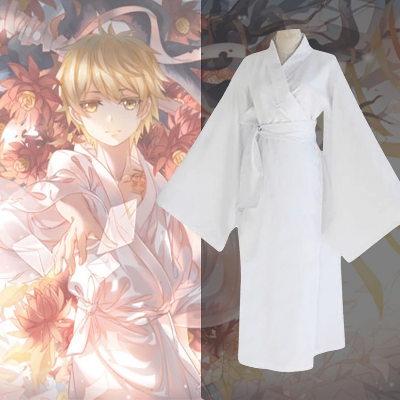 

Unisex Anime Noragami Yukine Cosplay Costume White Robe Japanese Kimono Halloween Carnival Party Outfit for Womens Mens S-XXL