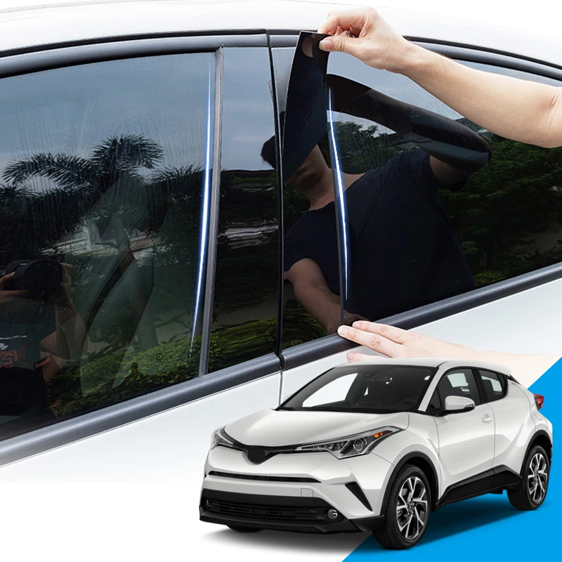 Car Styling PVC Car Window Pillar Trim Sticker Middle BC Column Stickers Auto External Accessories For Toyota CHR C-HR 2016-2020