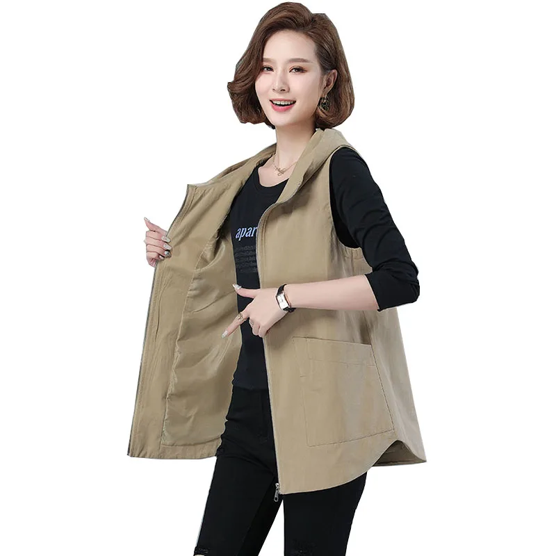 

Women's Mid-length Vest Double layer With lining Jacket 2022 New Fashion Female Sleeveless Vest Coat Femme Loose Waistcoats C