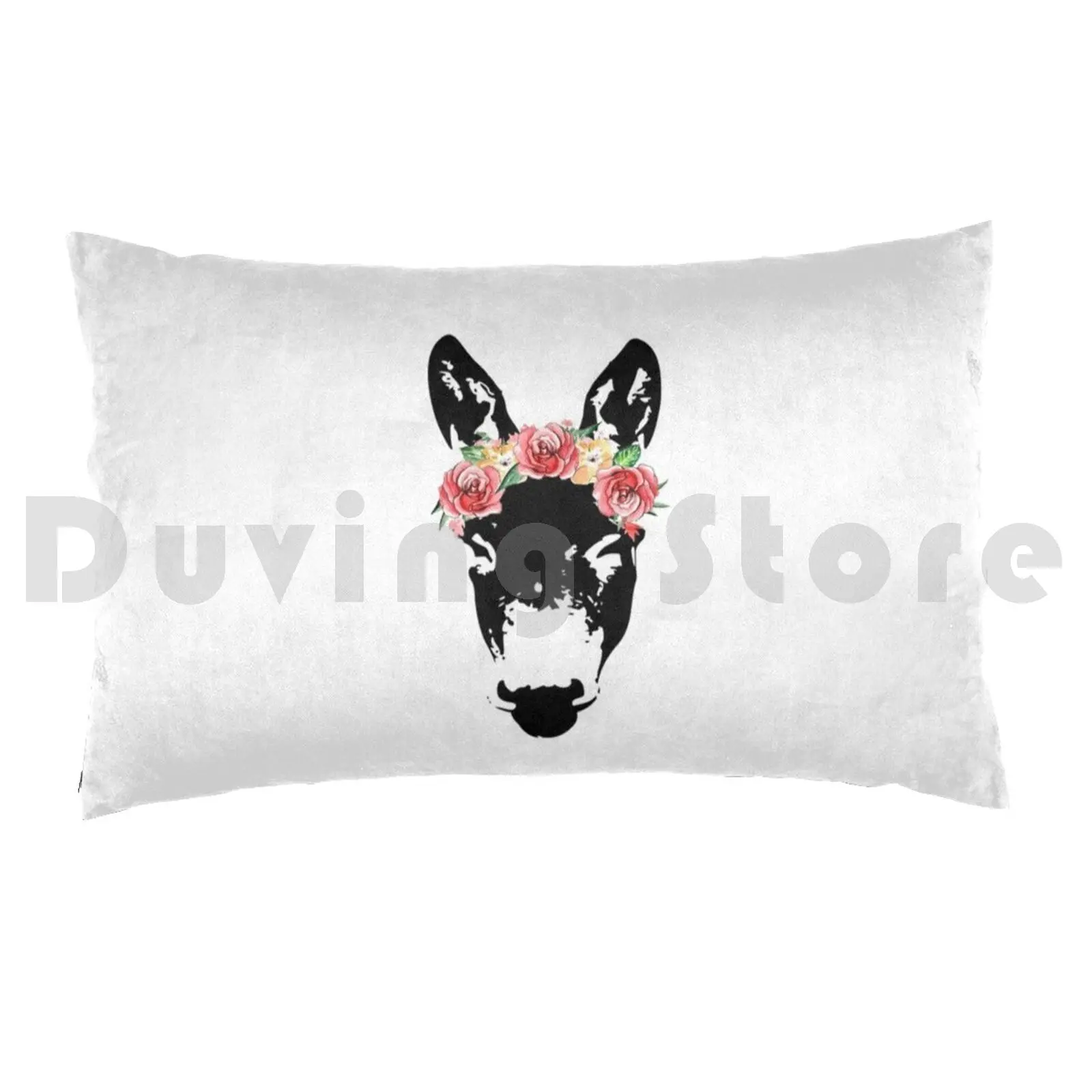 Donkey Wearing A Floral Headband , Donkey Gifts Pillow Case 20*30 Inch Donkey Donkey Donkey Donkey Donkey