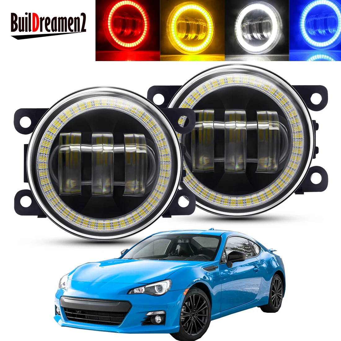 2 X Angel Eye Fog Light Assembly Car LED Lens Fog Daytime Running Lamp DRL 12V For Subaru BRZ 2013 2014 2015 2016 2017 2018