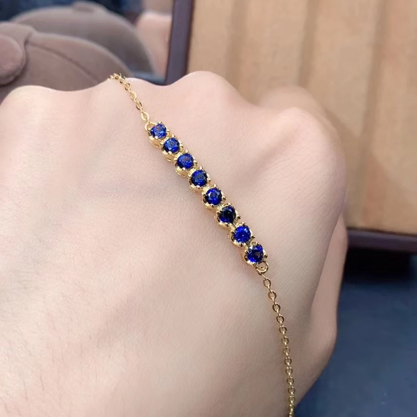 KJJEAXCMY Fine Jewelry 925 Sterling Silver inlaid gemstone sapphire women's hand bracelet vintage support detection