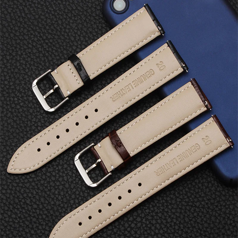 Cow leather watchband black brown Classic colors strap 14 16 18 20 22mm men and women Leather bracelet Quick release