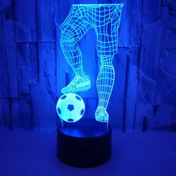 Amante de futebol 3d led luzes da noite crianças cabeceira sono decoração meninas 7 cores mudando controle remoto toque lâmpada mesa casa