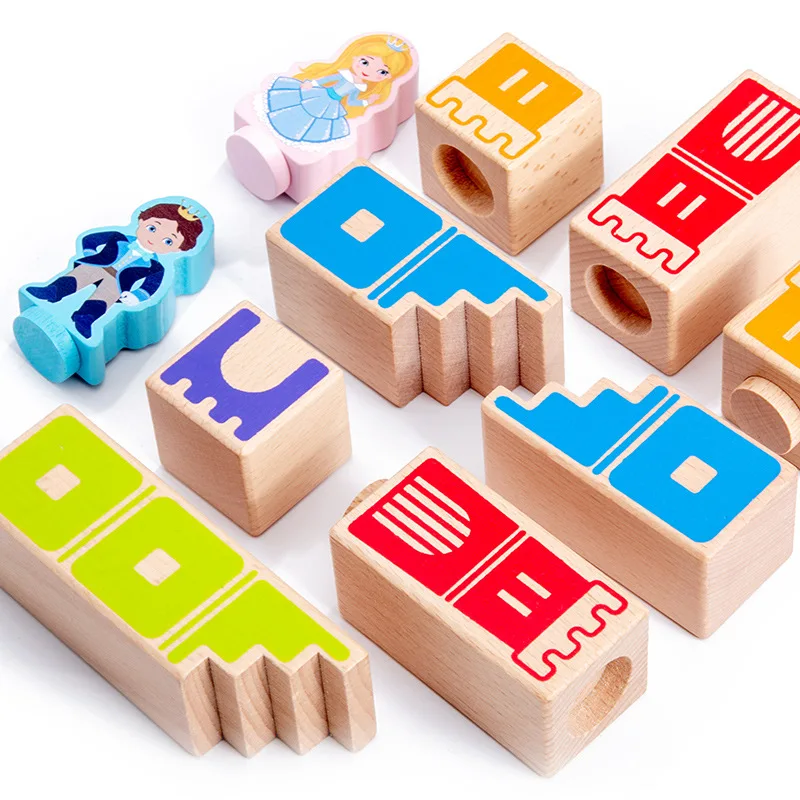 Montessori Camelot Jr Wooden Building Blocks Toys Prince Save The Princess Interactive Games for Kids 3d blocks Christmas Gifts