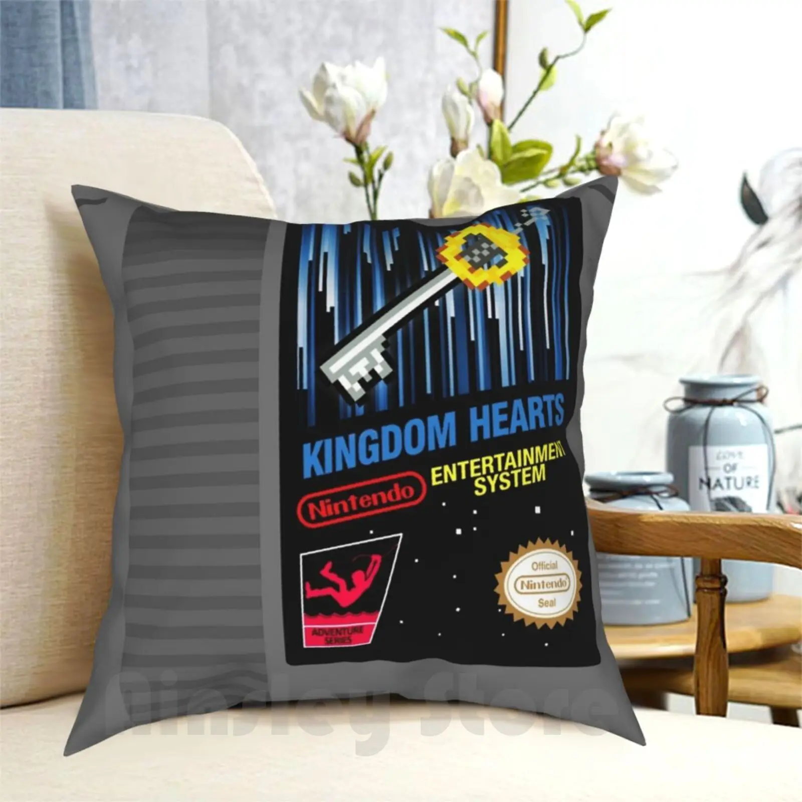 Kingdom Hearts Nes Cartridge Pillow Case Printed Home Soft DIY Pillow cover Aqua Terra Ventus Kingdom Hearts Birth Sleep