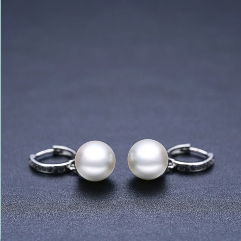 2023 New Round pearl Hoop Earrings For Women Classic Silver Color Trendy Spinel Engagement Fashion Jewelry