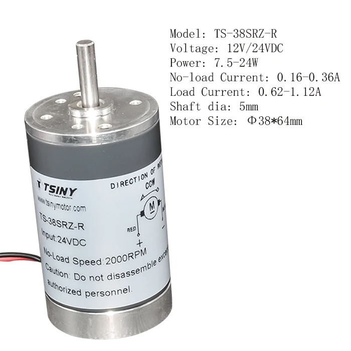 SRZ Diameter 38/50/60mm DC Permanenr Magnet Motor 12V 24V High Speed 2000/3000/4000/5000rpm High Quality DC Brush Motor For DIY