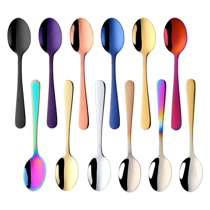 2Pcs Tea Spoon 18/8 stainless Steel Cake Fruit Spoons For Dessert Small Coffee Scoop Gold Dessert Tools for Snack Dinnerware