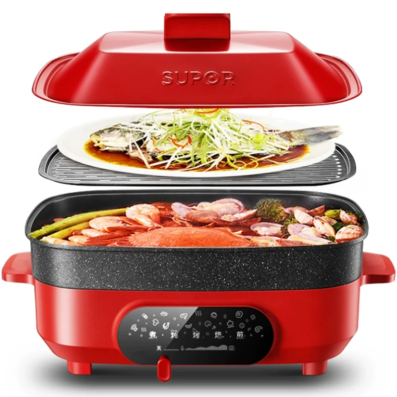 Сковорода бытовая электрическая антипригарная, 220 В, С Сеткой Из Нержавеющей Стали