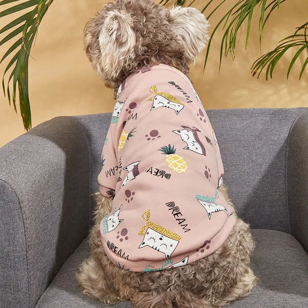 Winter Warm Dog Coat Cute Print Pet Clothes for Small Dogs Chihuahua Sweatshirt Puppy Cat Pullover Costume Pets Clothing